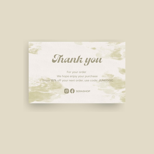 Thank you business greeting card watercolor abstract vector graphic design