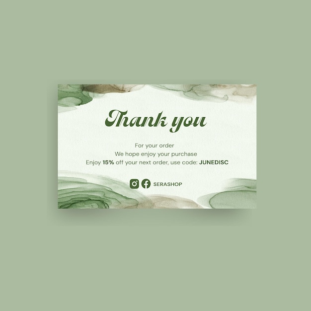 Thank you business greeting card watercolor abstract vector graphic design