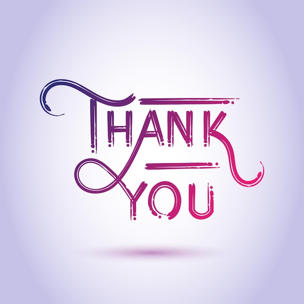 Thank you calligraphy with dry brush purple color gradient