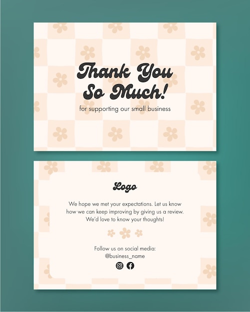 Vector thank you card for business