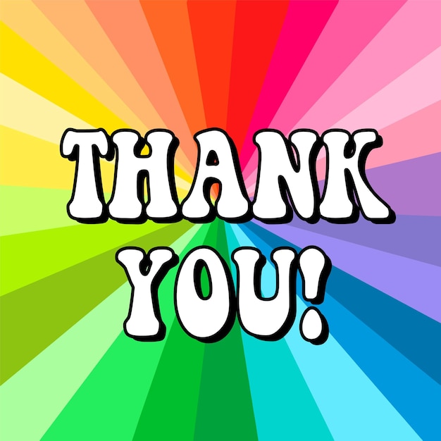 Thank you card. Collage style rainbow background