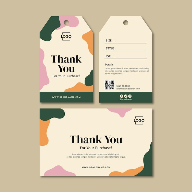 Vector thank you card and label template vector