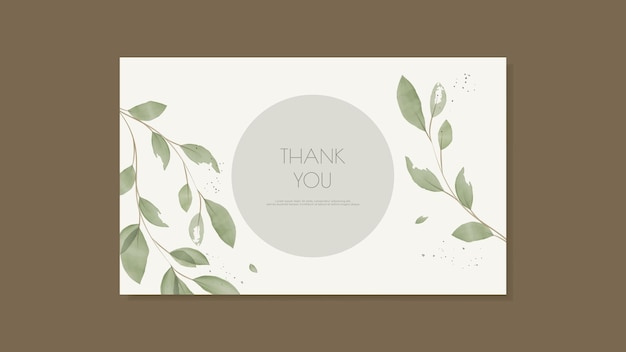 Thank You Card In A Minimalist Style With Green Watercolor Leaves Vector