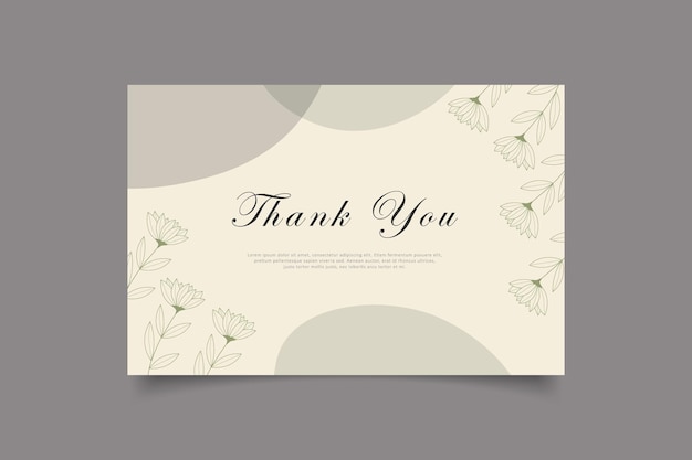 Thank you card template design with abstract minimalist background