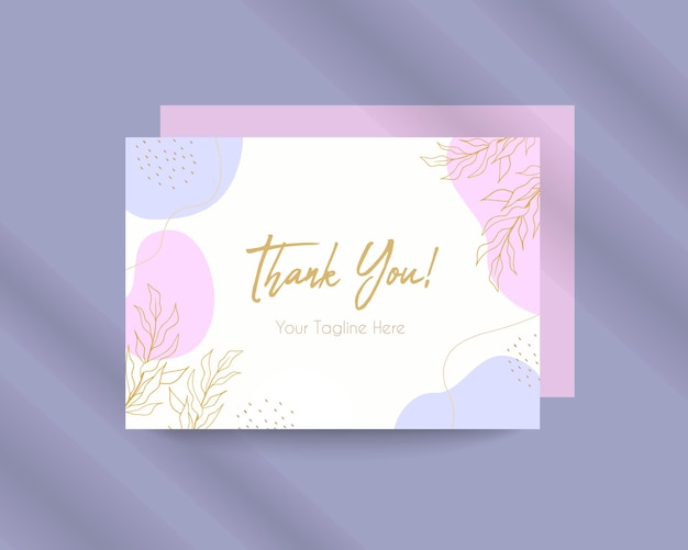 Thank you card template with beautiful aesthetic floral elements