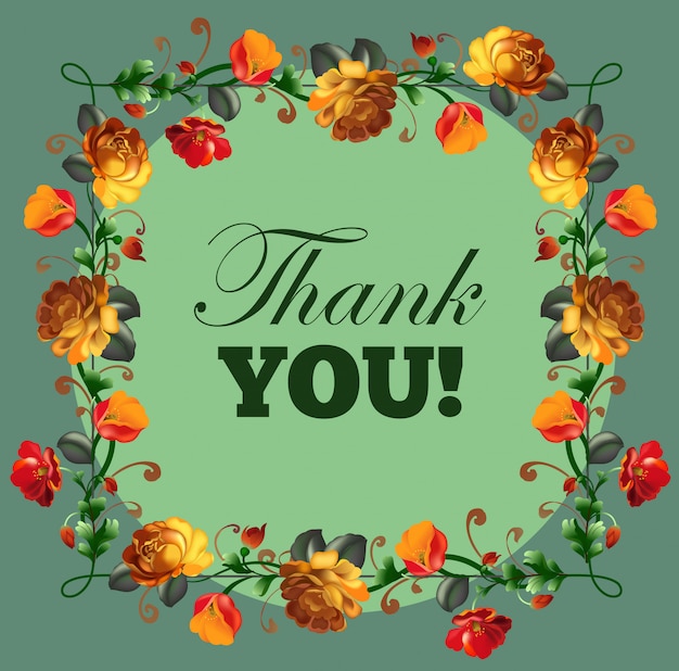 Thank you card with beautiful vintage flowers