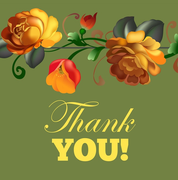 Thank you card with beautiful vintage flowers