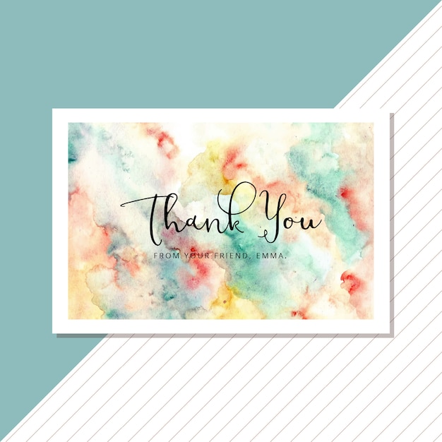 thank you card with colorful abstract watercolor background