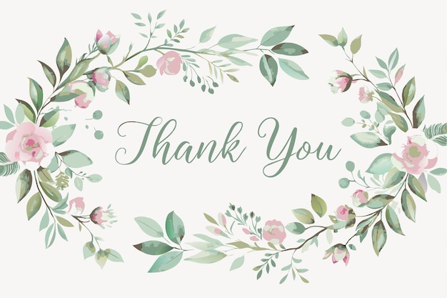 Vector thank you card with flower frame background