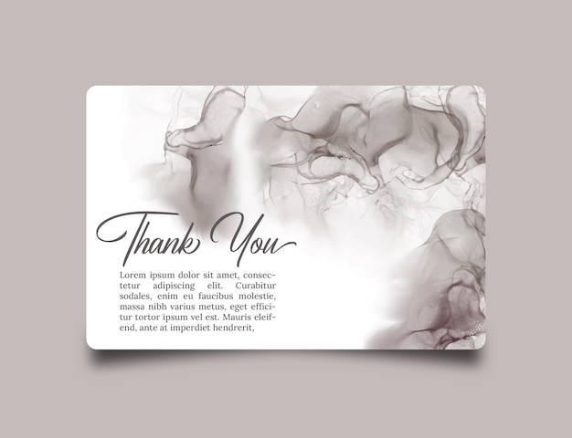 thank you card with grey alcohol ink background template