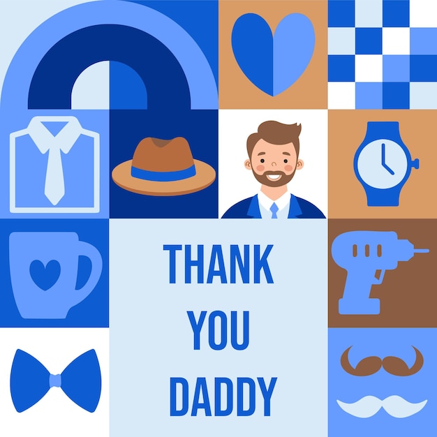 Vector thank you daddy a heartfelt collage of fatherhood symbols