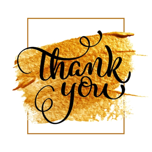 Thank you day text on gold background Hand drawn Calligraphy lettering Vector illustration