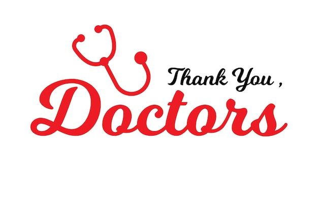 Thank You Doctor Vector For Greeting Design with Stethoscope