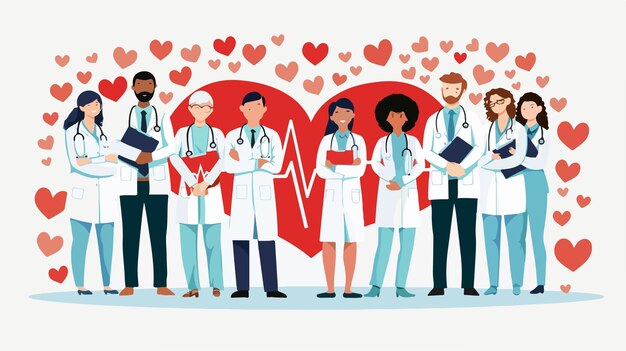 Vector thank you doctors and nurses concept design with diverse group of medical professionals