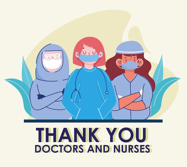 Vector thank you doctors and nurses poster