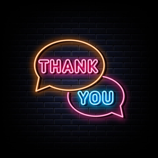 thank you neon sign design element light banner announcement neon signboard