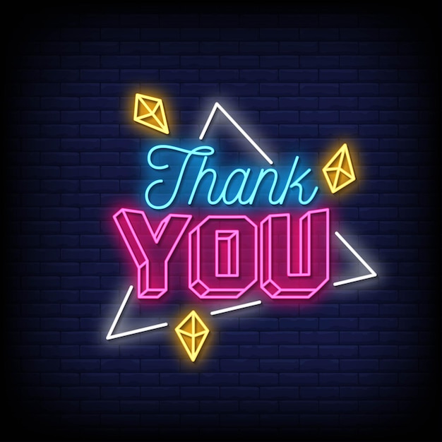 Thank You Neon Signs Style Text  