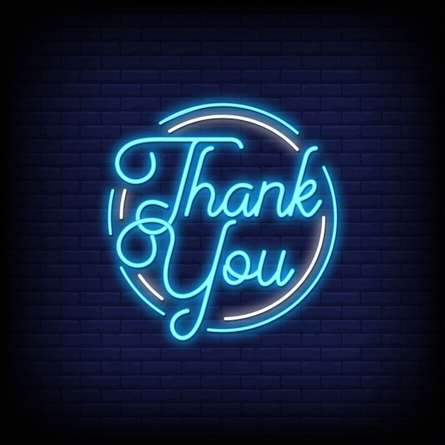 Thank You phrase in neon style. Thank You Neon signs