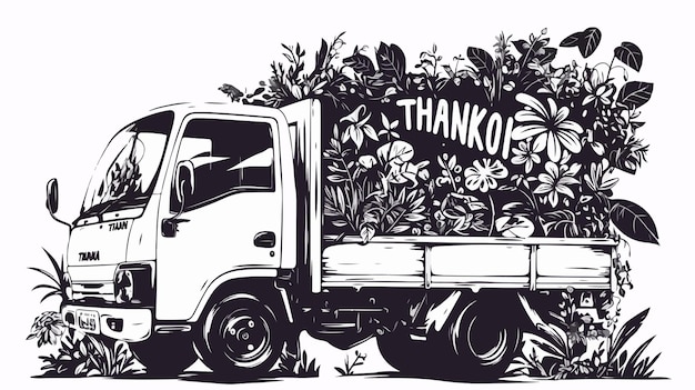 Vector thank you poster india truck paint illustration