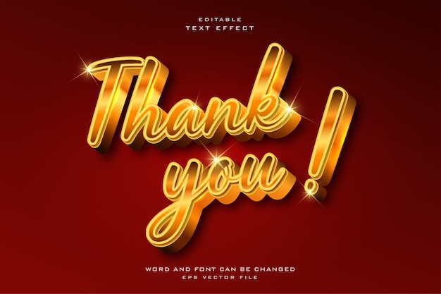 Thank you shiny golden style editable text effect