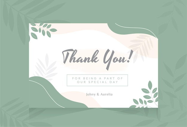 Thank you special day card with flower abstract shape background