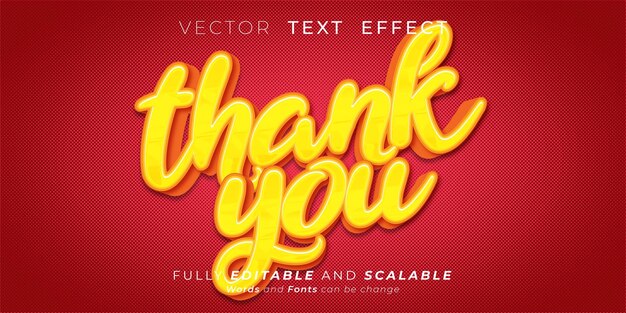 Vector thank you style text effect editable text 3d