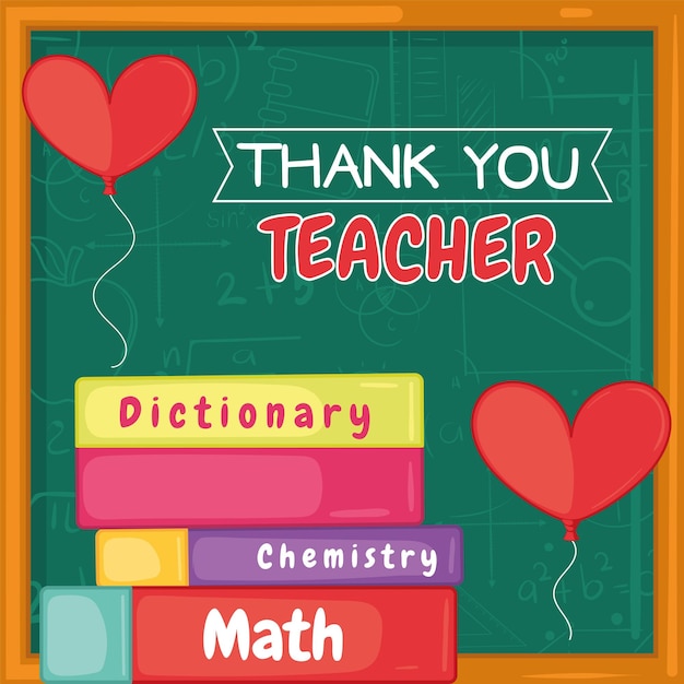 Vector thank you teacher poster world teacher day vector