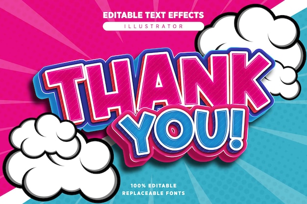 Thank you text effect editable in comic style