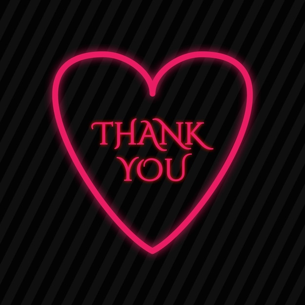 Thank You text in Neon Heart