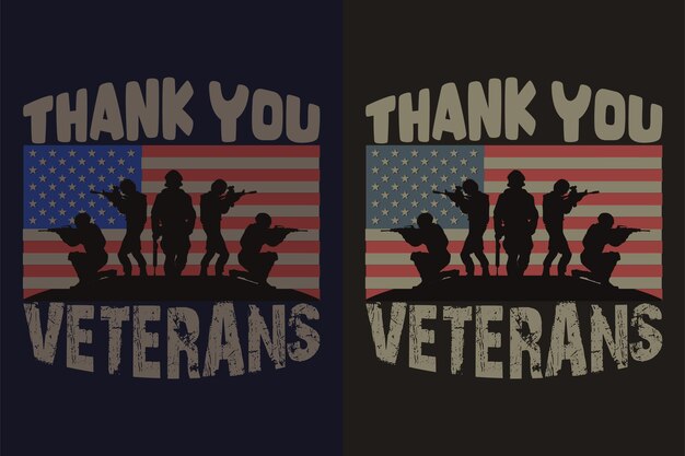 Thank You Veterans Vector Typography Vintage Print Illustration Veteran Lover T Shirt Design