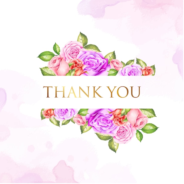 Thank you. watercolor floral frame background