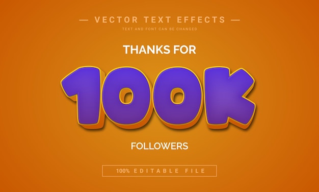 Thanks for 100K followers text effect