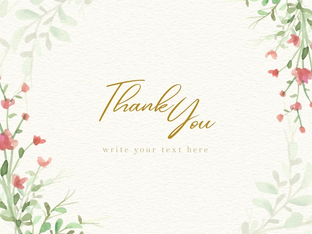 Thanks card background template with arrangement of florals painting