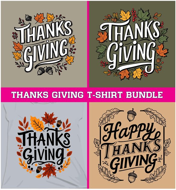 Vector thanks giving day t shirt design bundle