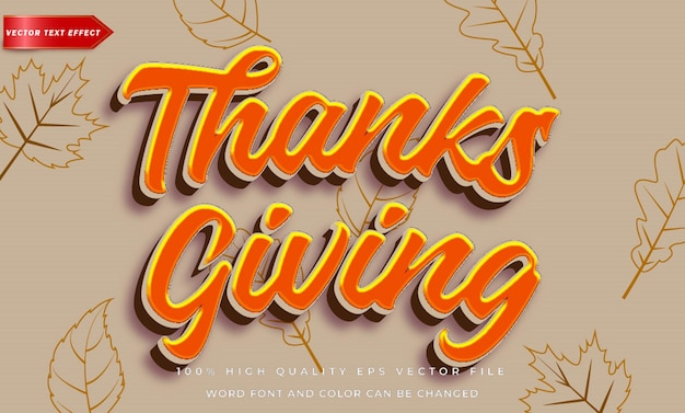 Vector thanks giving text effect