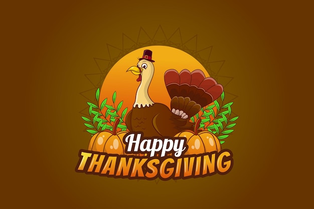 Thanksgiving background in hand drawn and logo design