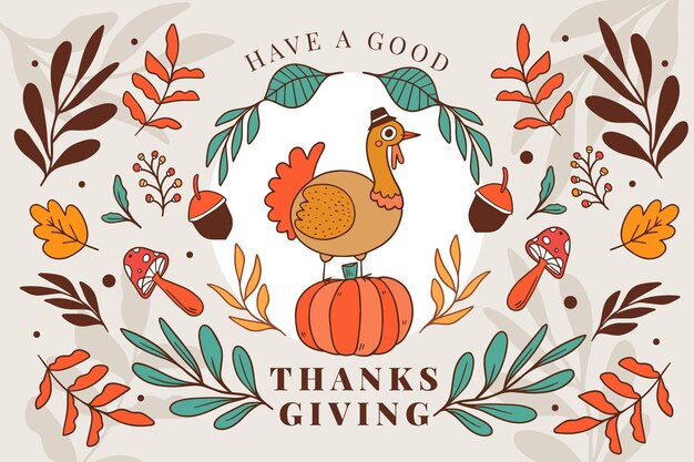 Vector thanksgiving background with turkey