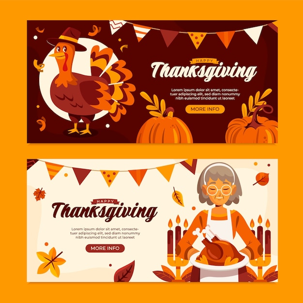 Vector thanksgiving banners in flat design