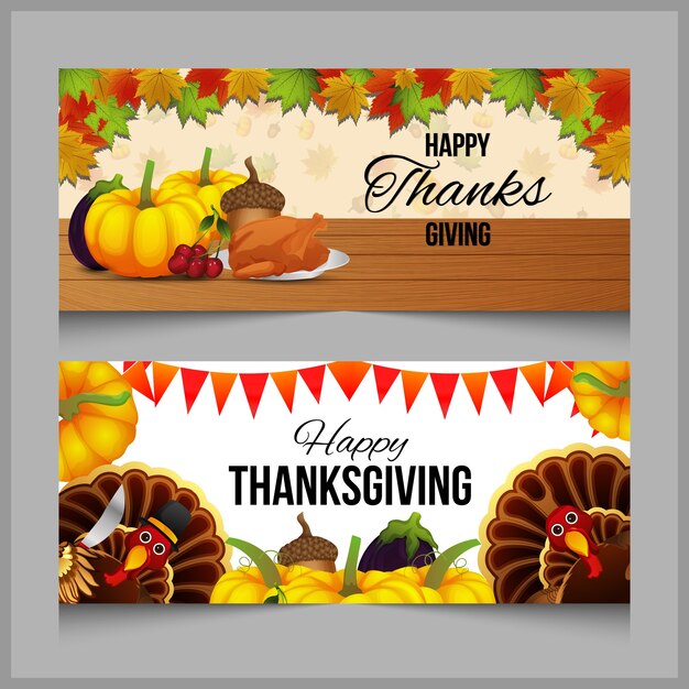 Vector thanksgiving banners set