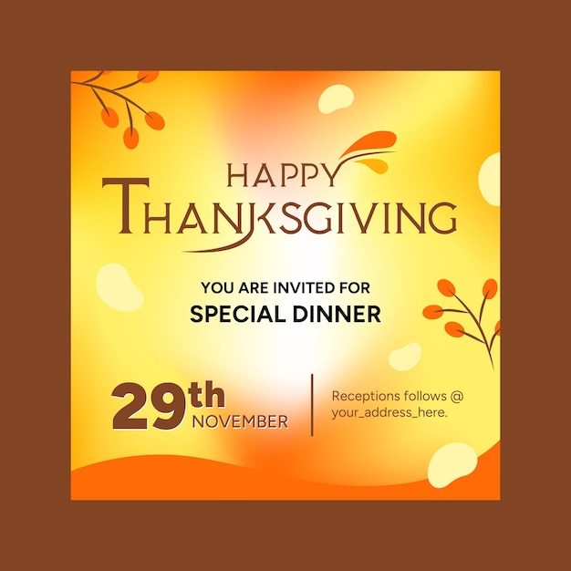 Vector thanksgiving brown invitation card vector