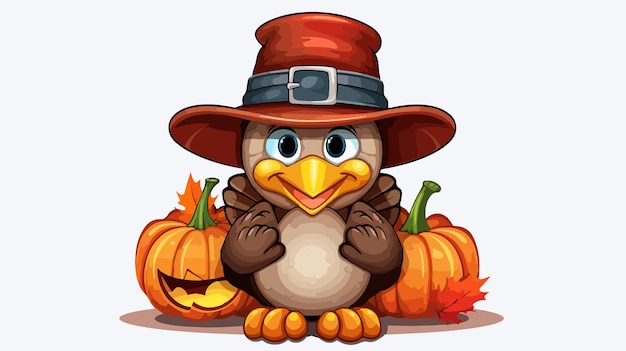 Thanksgiving Cartoon Turkey Bird Sign Illustration