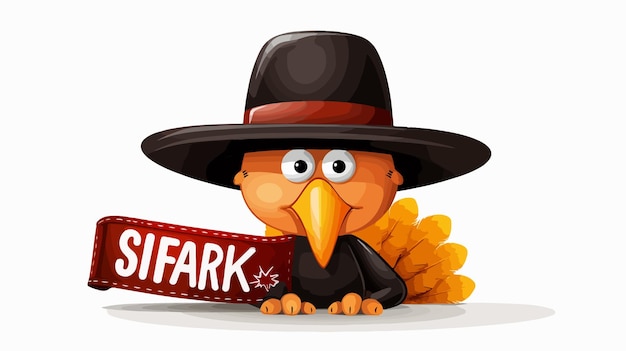 Thanksgiving Cartoon Turkey with Pilgrims Hat