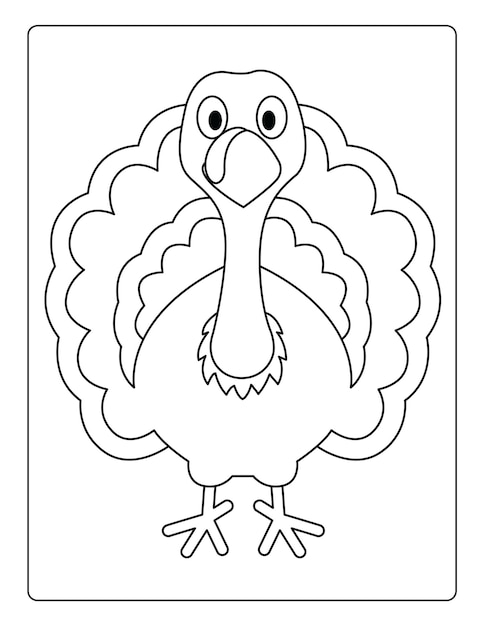 Thanksgiving Coloring Pages for kids with turkey and pumpkin black and white activity worksheet