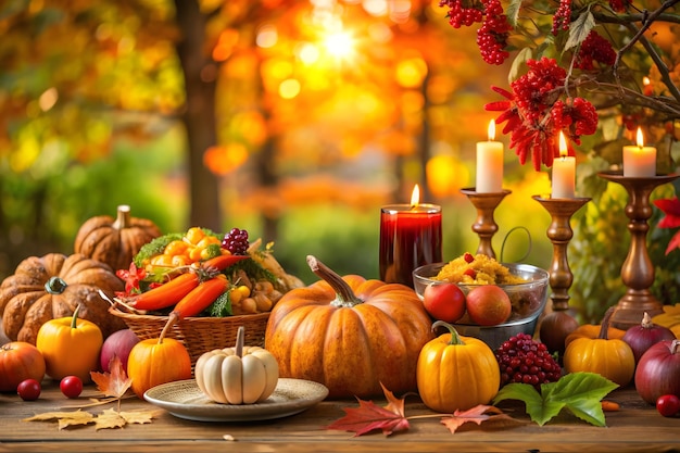 Vector thanksgiving day autumnal still life with bottle of wine