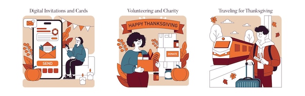 Vector thanksgiving day flat vector illustration