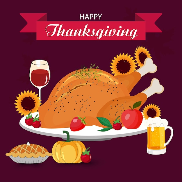 Vector thanksgiving day is a us holiday for expressing gratitude and sharing a festive meal