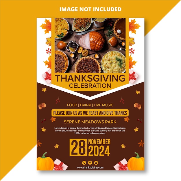 Vector thanksgiving day print template with autumn details