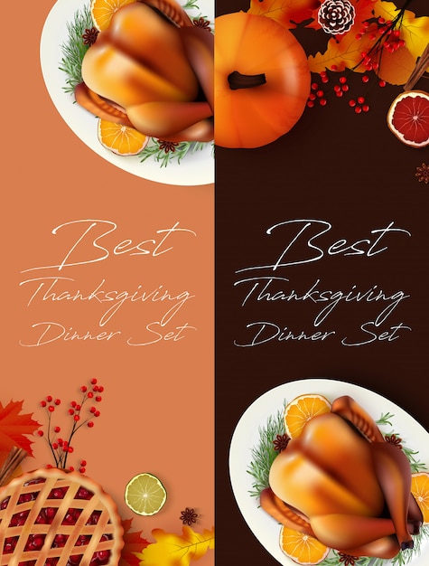 Vector thanksgiving dinner banner templates