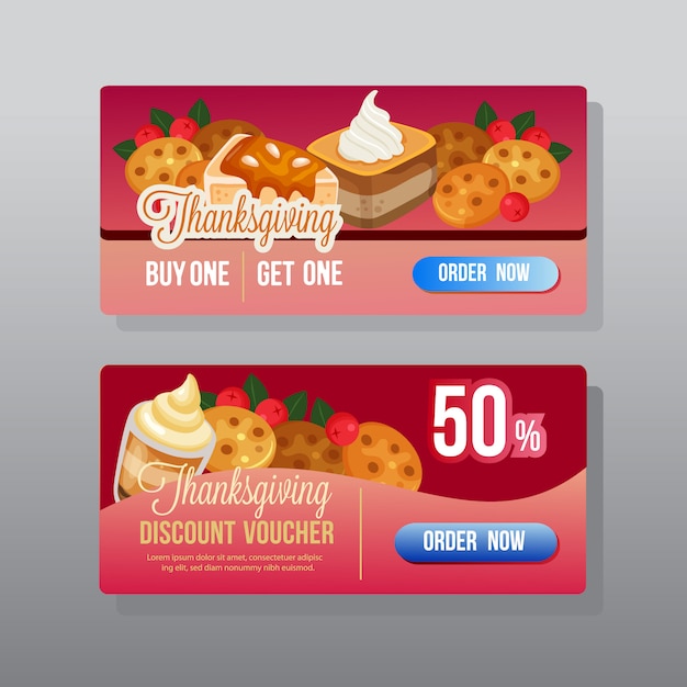 Thanksgiving discount web banner with snacks