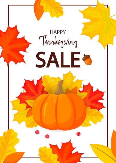 Thanksgiving flyer isolated on white background Vector illustration